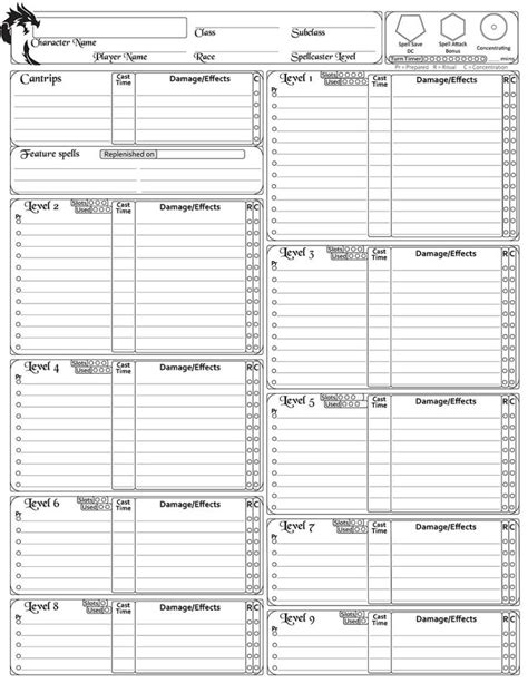 spell sniper 5e|dnd 5e spell sheet printable.
